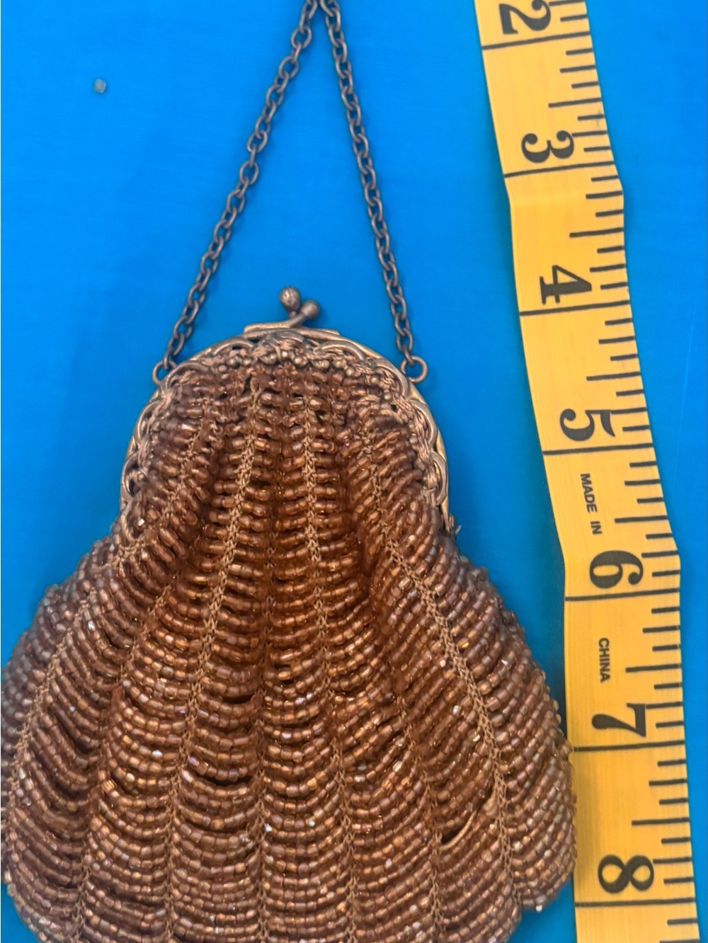 Vintage-Inspired Beaded Evening Bag in Brown and Gold